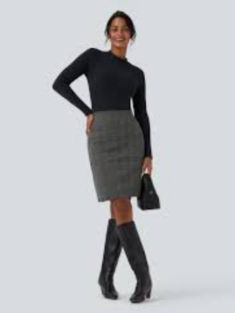 63-NWT HALARA HIGH WAISTED BODYCON HOUJDSTOOTH SKIRT - Picture 4 of 6